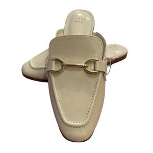 A New Day Faux Leather Slip On Mules Womens Size 6.5M Ivory Classic Casual NWOT